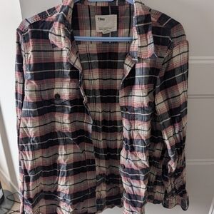 Tilley Women's Pink Black Plaid Button-Down Shirt